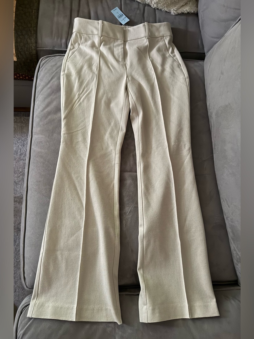 LOFT Sutton Flare Pants in Cream